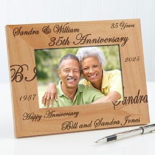 Engraved Wood Anniversary Picture Frame - Forever  Always - 3818