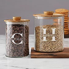 Lavish Last Name Personalized Glass Container with Acacia Lid  - 38198