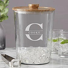 Lavish Last Name Engraved Glass Ice Bucket with Acacia Lid  - 38216