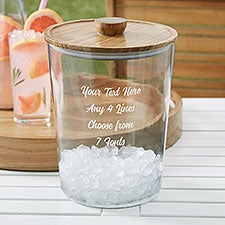 Write Your Own Engraved Glass Ice Bucket with Acacia Lid  - 38218