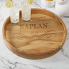 Classic Kitchen Wooden Round Serving Tray  - 38221