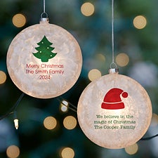 Personalized Christmas Lightable Frosted Glass Ornament - Choose Your Icon - 38227