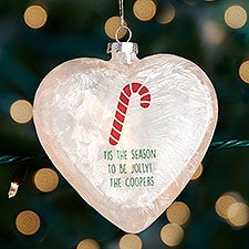 Personalized Christmas Lightable Frosted Glass Heart Ornament - Choose Your Icon - 38228