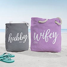 Wifey & Hubby Personalized Beach Bag  - 38248