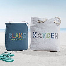 Boys Colorful Name Personalized Beach Bag  - 38264