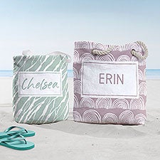 Hand Drawn Patterns Personalized Beach Bag  - 38273