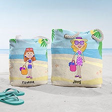 Summer Family Characters Personalized Beach Bag  - 38274