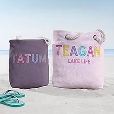 Girls Colorful Name Personalized Beach Bag  - 38275