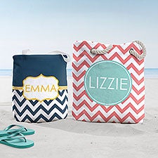 Preppy Chic Personalized Beach Bag  - 38277