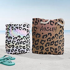 Leopard Print Personalized Beach Bag  - 38278