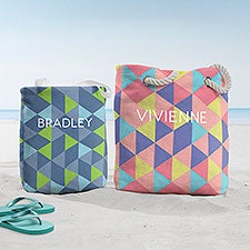 His and Hers Geometric Personalized Beach Bag  - 38282