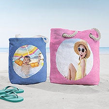 Watercolor Photo Personalized Beach Bag  - 38295