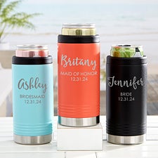 Personalized Stainless Insulated Slim Can Holder - Bridal Party - 38302