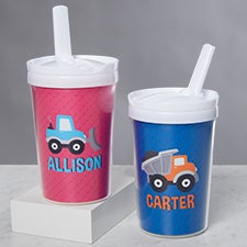Construction & Monster Trucks Personalized Toddler 8oz. Sippy Cup  - 38425