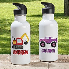 Construction & Monster Trucks Personalized 20 oz. Water Bottle  - 38429