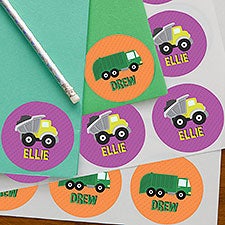 Construction & Monster Trucks Personalized Stickers  - 38440