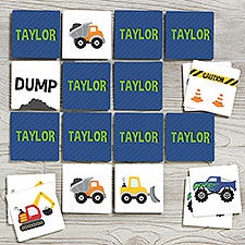 Construction  Monster Trucks Personalized Memory Game  - 38443