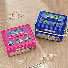 Construction  Monster Trucks Personalized Cash Box  - 38451
