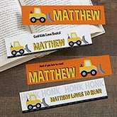 Construction & Monster Trucks Personalized Paper Bookmarks Set of 4  - 38453