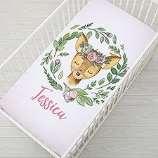 Woodland Floral Character Personalized Crib Sheet  - 38511