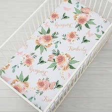Butterfly Kisses Baby Girl Personalized Crib Sheet  - 38515