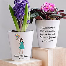 Birthday Balloons philoSophies® Personalized Mini Flower Pot  - 38529