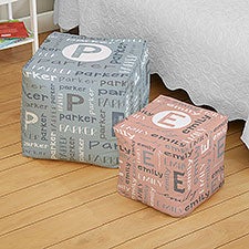 Youthful Name Personalized Cube Ottoman  - 38553D