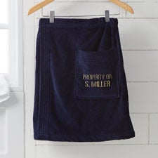 Authentic Mens Embroidered Navy Velour Towel Wrap  - 38613