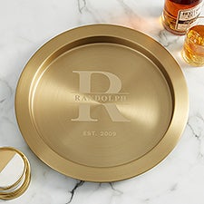 Lavish Last Name Personalized Round Gold Serving Tray  - 38626