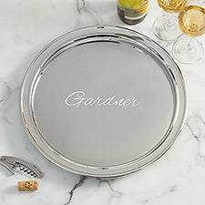Classic Celebrations Personalized Round Silver Tray  - 38633