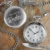 Our Love Is Timeless Engraved Silver Pocket Watch  - 38650