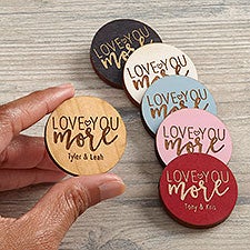 Love You More Personalized Wood Pocket Token  - 38667