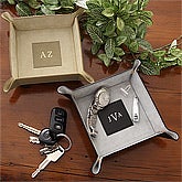 Personalized Suede and Leather Valet Tray - Snap Design - 3868