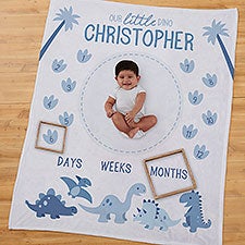 Baby Dino Personalized Milestone Fleece Blanket  - 38692