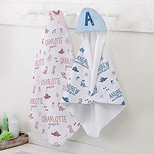 Baby Dino Personalized Baby Hooded Towel  - 38694