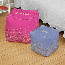 Sparkling Name Personalized Cube Ottoman  - 38772D