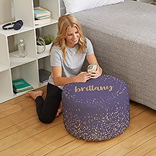 Sparkling Name Personalized Round Ottoman  - 38782D