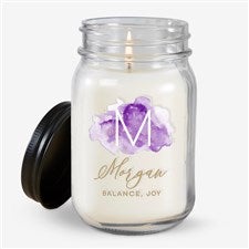 Personalized Farmhouse Candle Jar - Birthstone Color - 38845