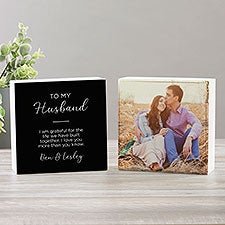To My Husband Personalized Photo Shelf Blocks- Set of 2  - 38895