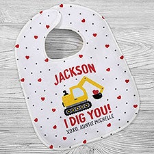 I Dig You Personalized Valentines Day Baby Bibs  - 38925