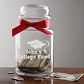 Etched Money Saving Jar - College Fund Style - 3896