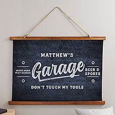 The Garage Personalized Wood Topped Tapestry  - 38977D