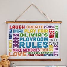 Playroom Rules Personalized Wood Topped Tapestry  - 38983D