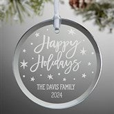 Personalized Glass Ornament - Holiday Greetings - 39121