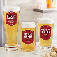 Beer My Valentine Personalized Beer Glasses  - 39133