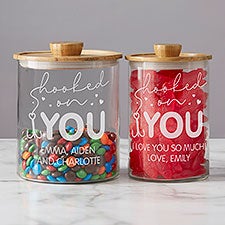 Hooked on You Personalized Glass Container with Acacia Lid  - 39240