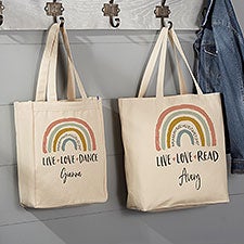Boho Rainbow Personalized Canvas Tote Bags  - 39320