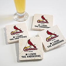 MLB St. Louis Cardinals Personalized Tumbled Stone Coaster Set  - 39419