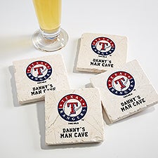 MLB Texas Rangers Personalized Tumbled Stone Coaster Set  - 39421