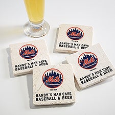 MLB New York Mets Personalized Tumbled Stone Coaster Set  - 39422
